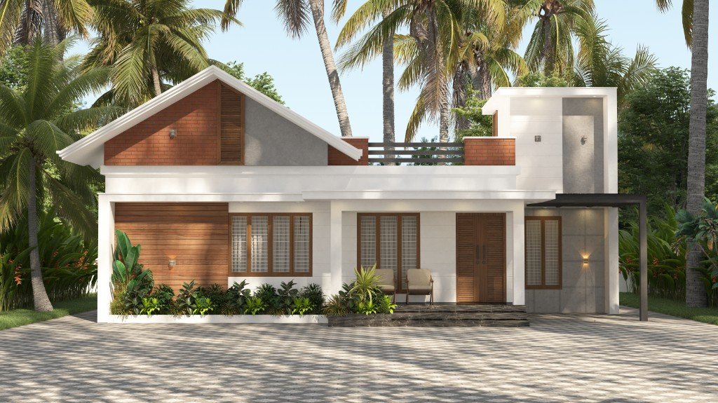 Elegant single-floor home elevation