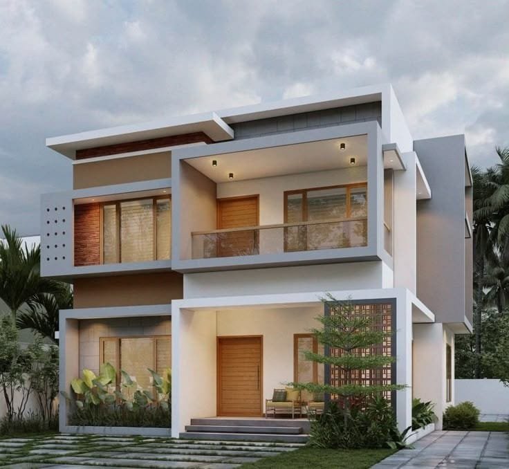 Modern two-storey villa exterior