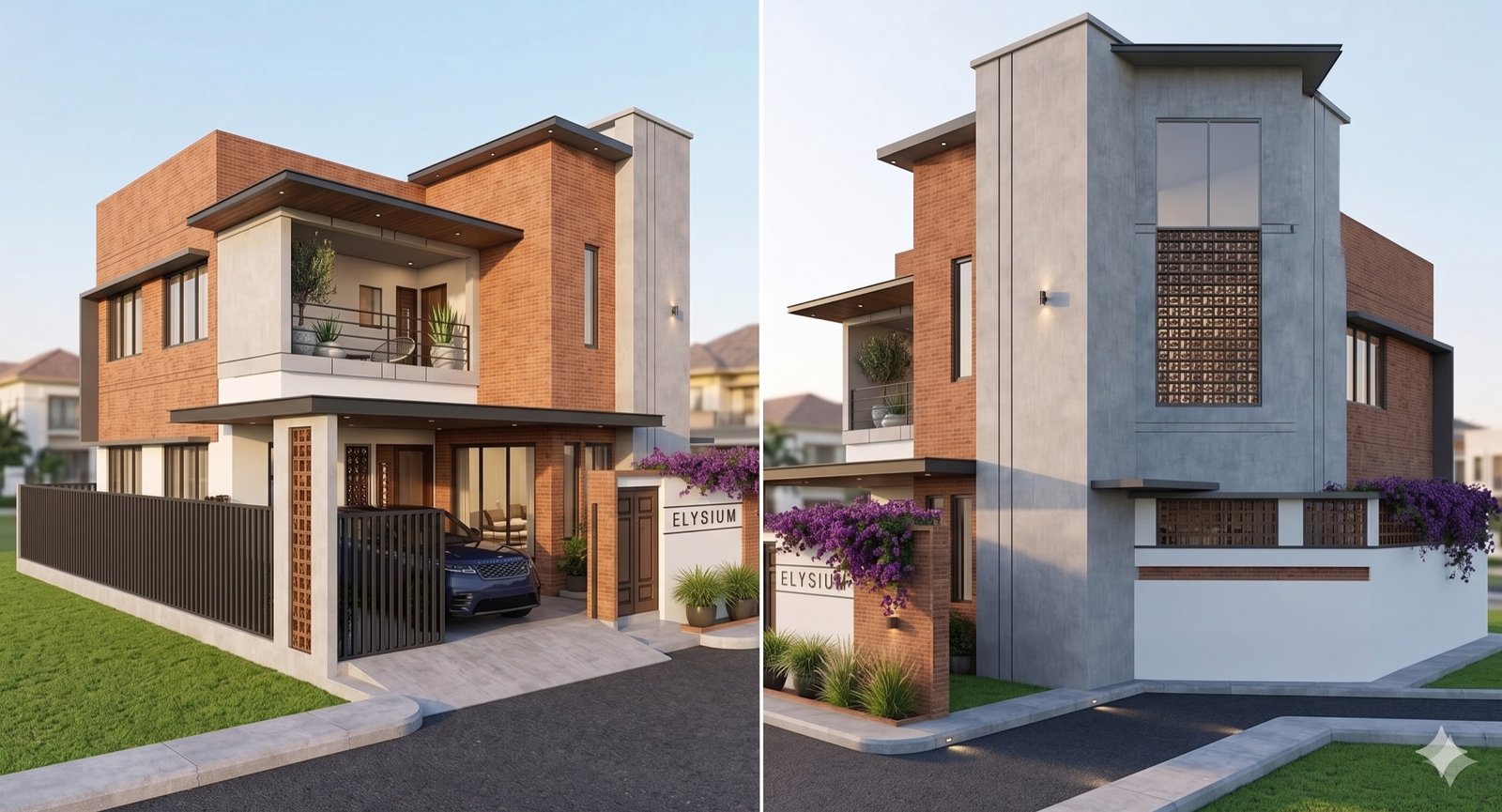Elysium contemporary villa perspective render Mezmerix Kerala